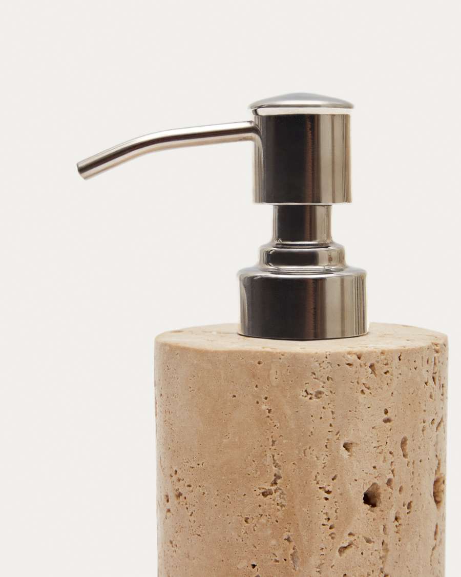 Macre-zeepdispenser van beige travertijn