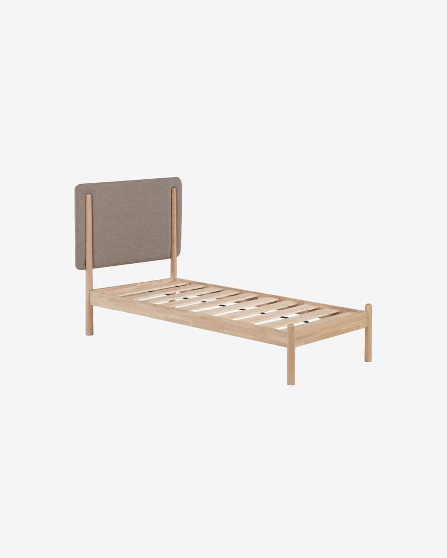 Shayndel bed made from solid rubber wood, for a 90 x 190 cm mattress