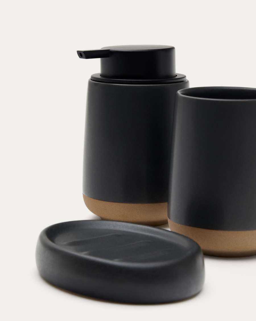 Silma Brown and Grey Stoneware Toothbrush Holder