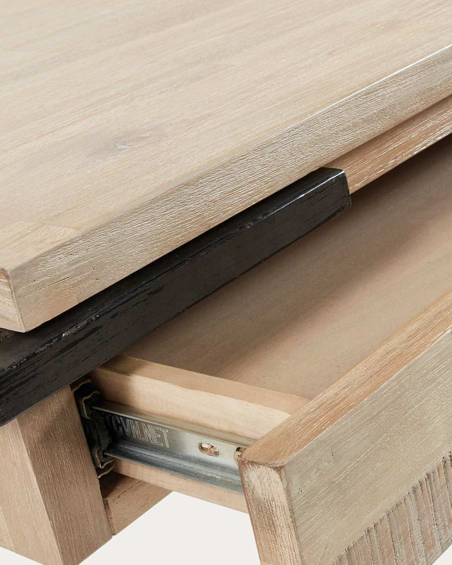 Bureau Thinh en bois d'acacia et pieds en acier noir 125 x 60 cm