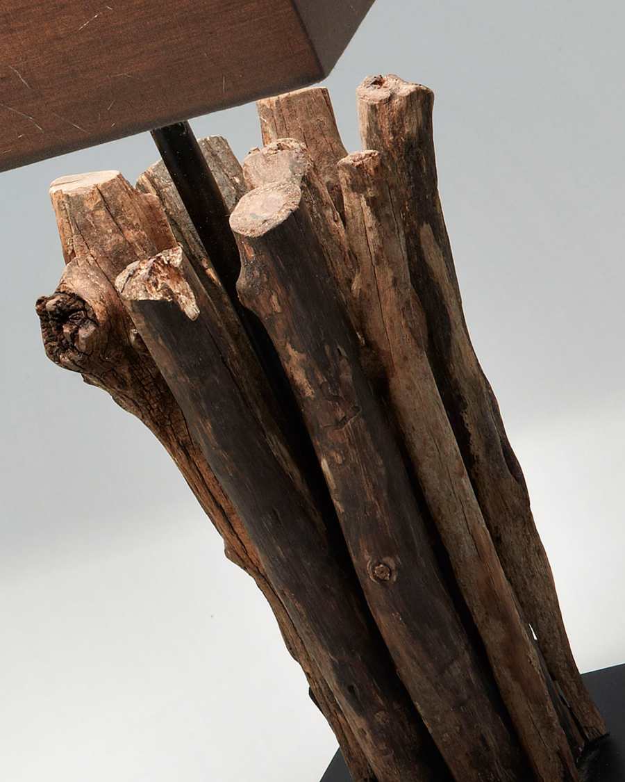 Antares table lamp in red wood and rubberwood UK adapter