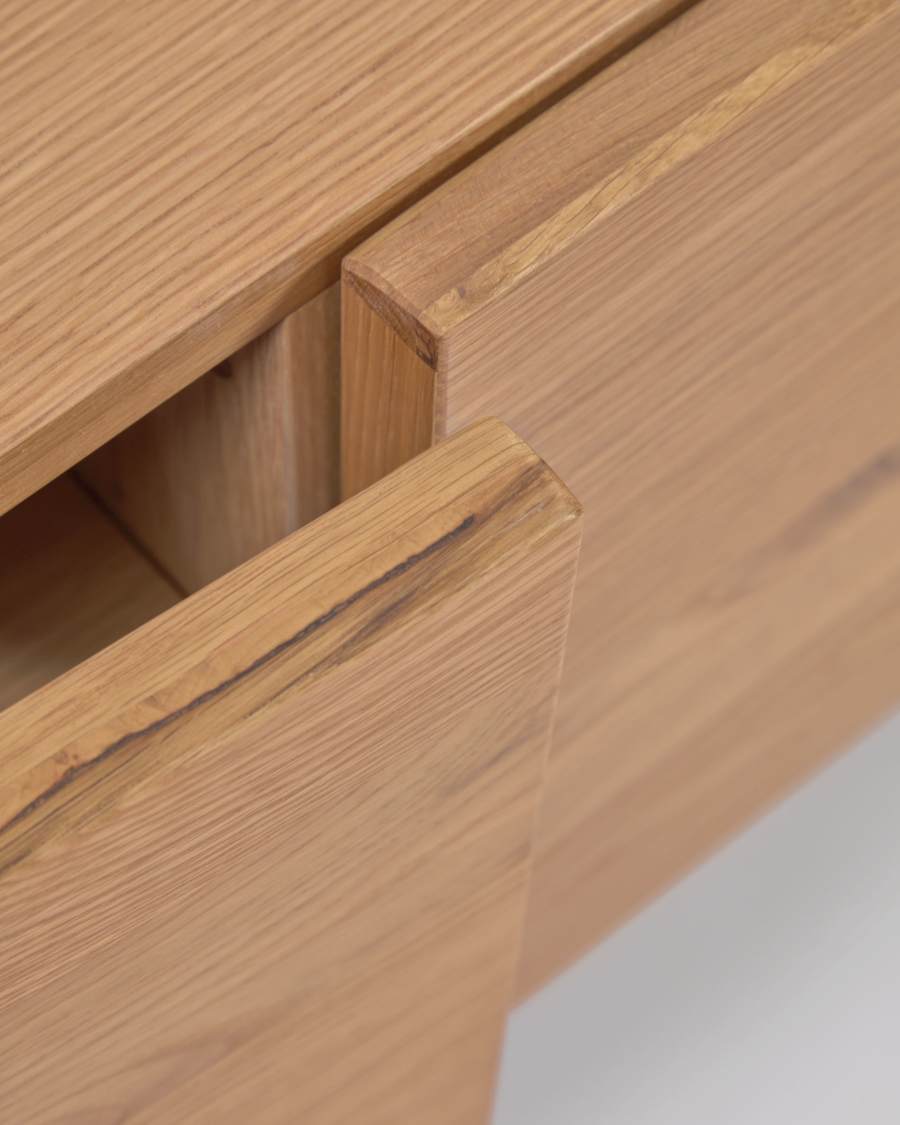 Rasha 3-door TV stand in oak veneer with natural finish 160 x 45 cm.