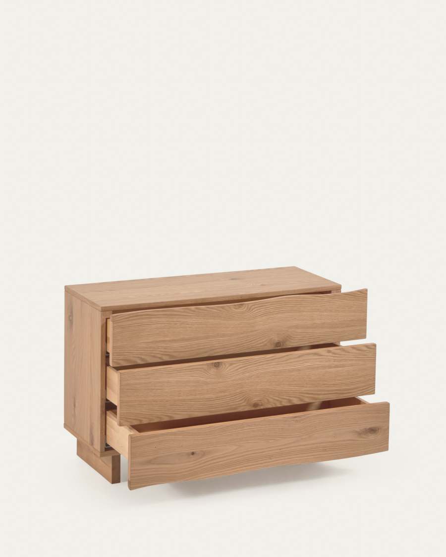 Commode 3 tiroirs Rasha en contreplaqué de chêne finition naturelle 104 x 73 cm