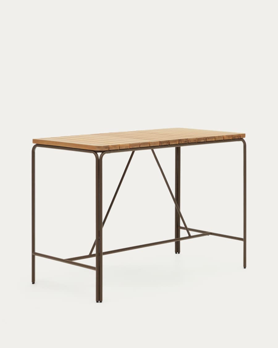 Salguer solid acacia & brown steel bar table, outdoor suitable, 140 x 70 cm FSC 100%
