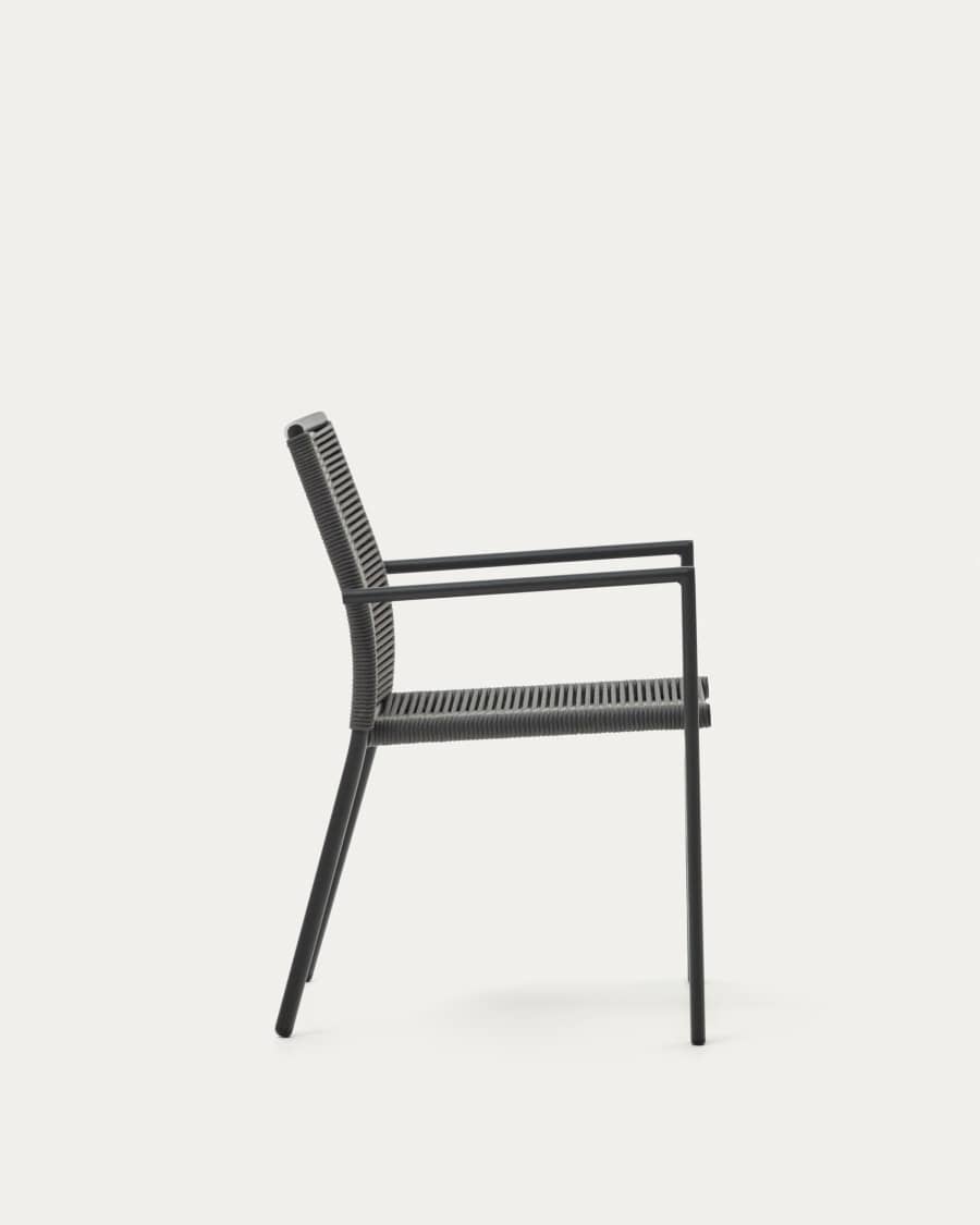 Culip aluminium and cord stackable outdoor chair in grey
