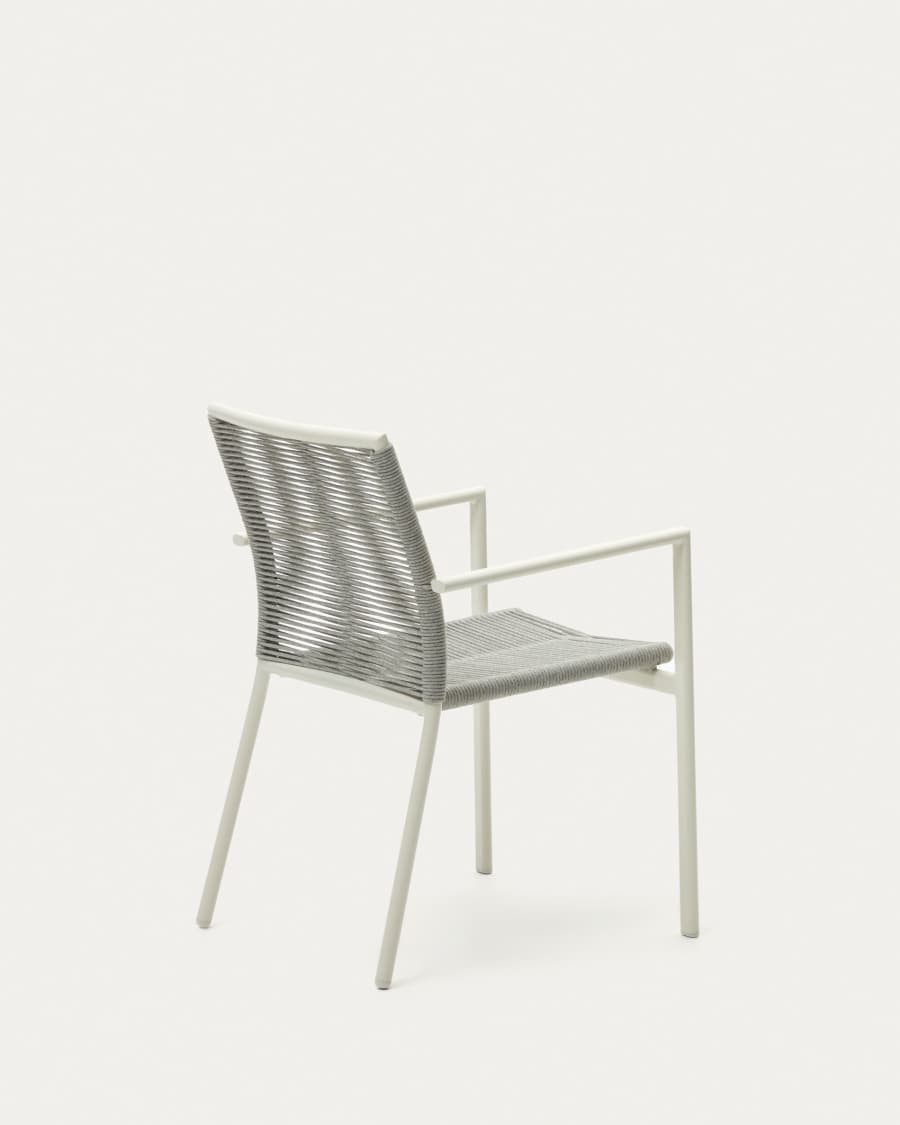 Culip aluminium and cord stackable outdoor chair in white