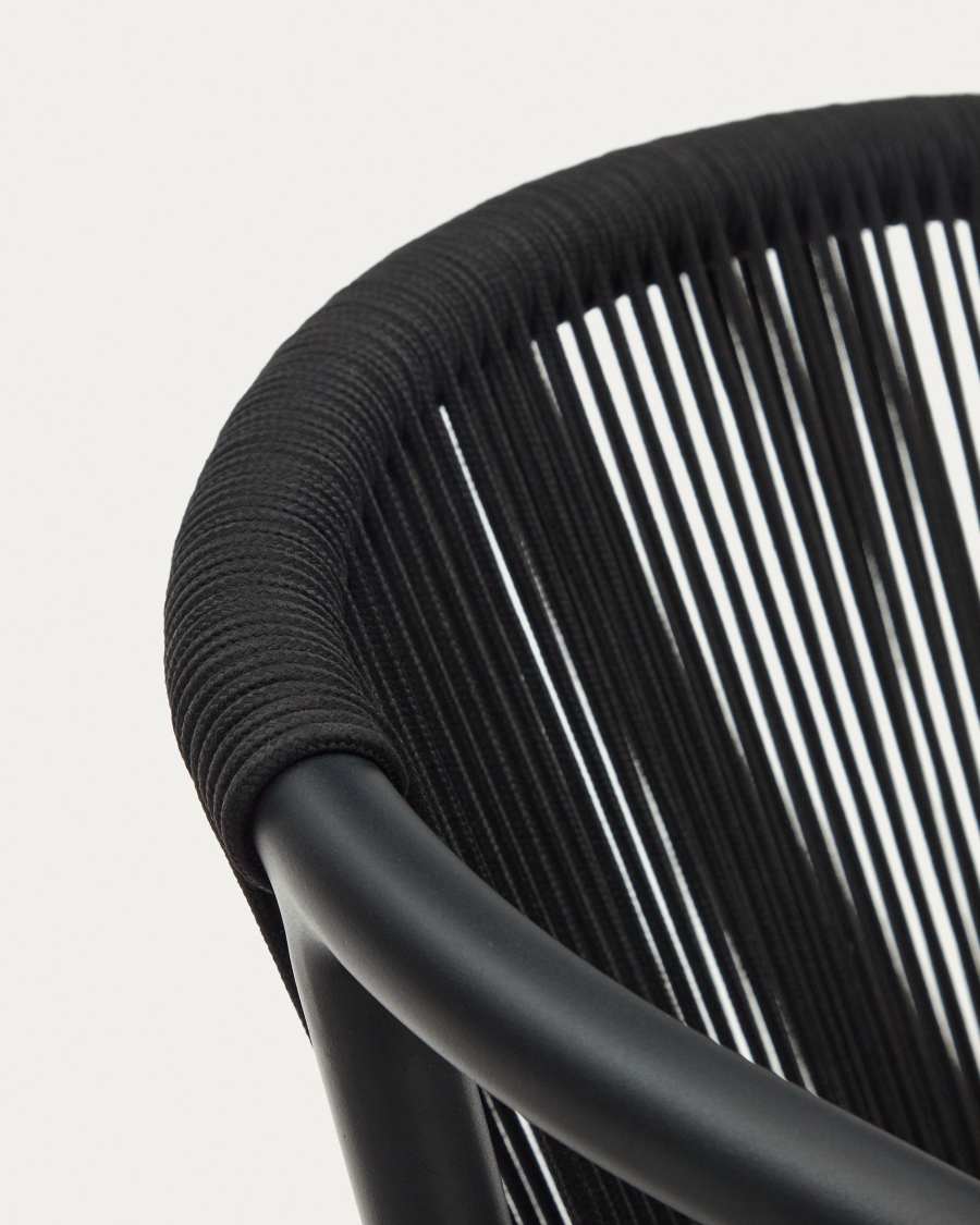 Sedia da esterno Xelida in allumino e corda nera