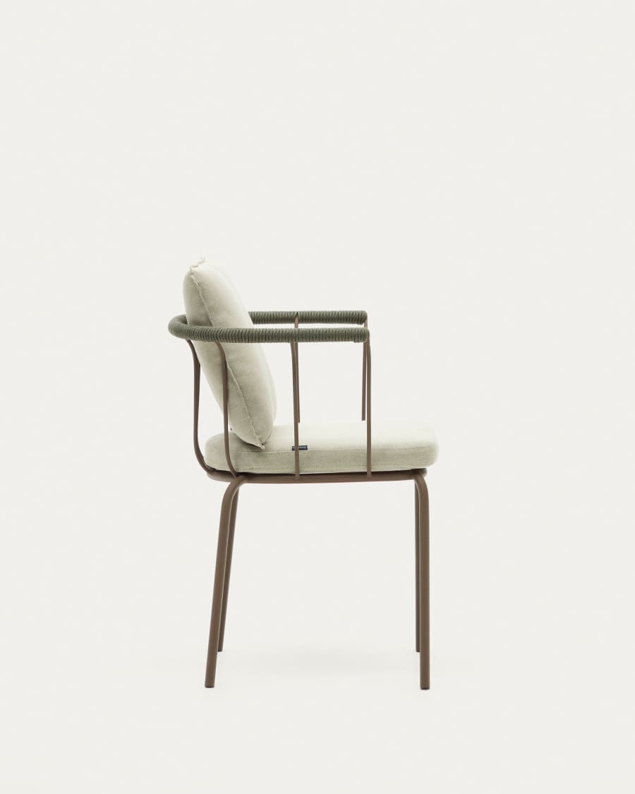 Salguer stackable chair in cord and steel with a brown painted finish