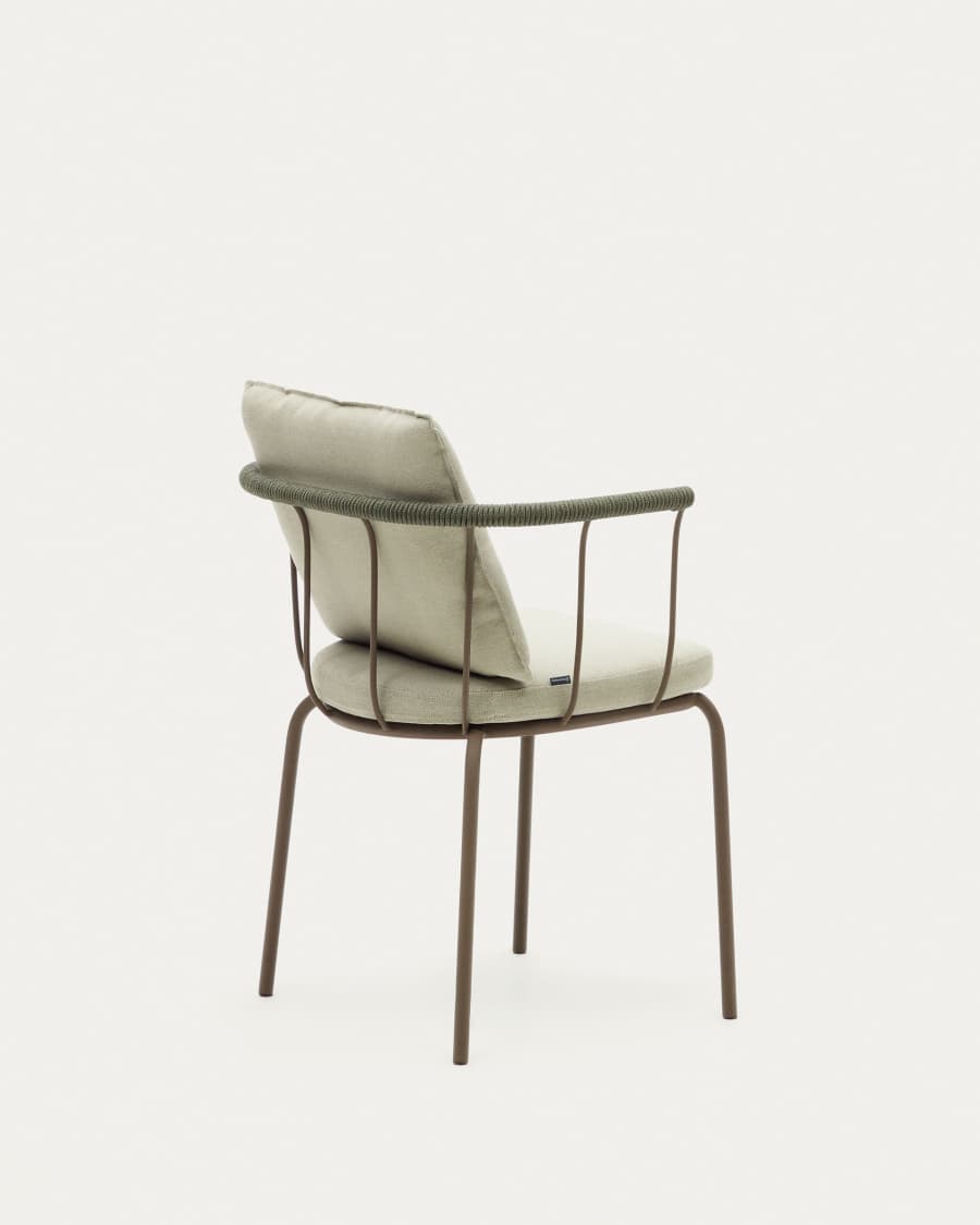 Salguer stackable chair in cord and steel with a brown painted finish