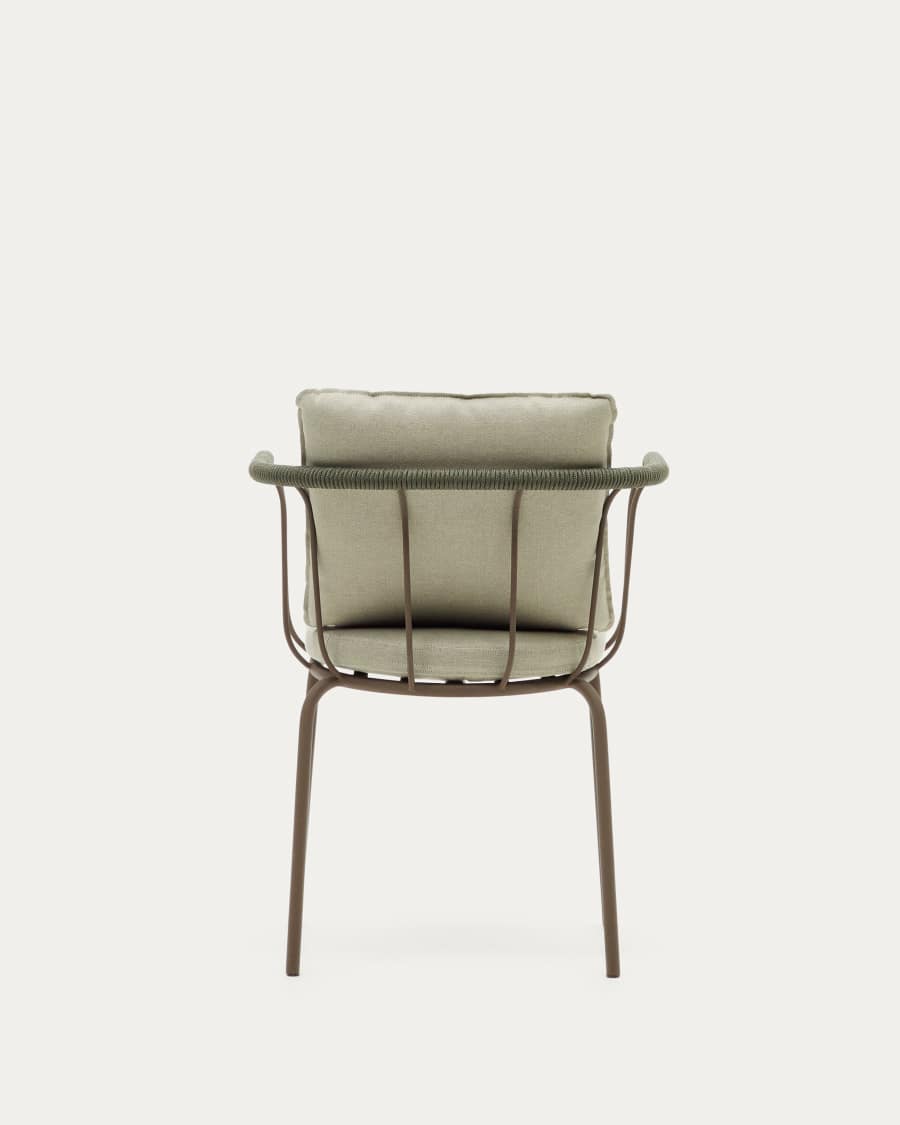 Salguer stackable chair in cord and steel with a brown painted finish