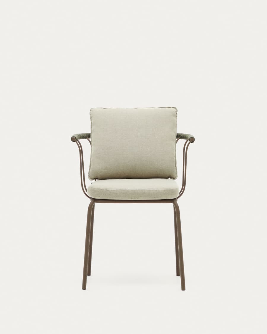 Salguer stackable chair in cord and steel with a brown painted finish