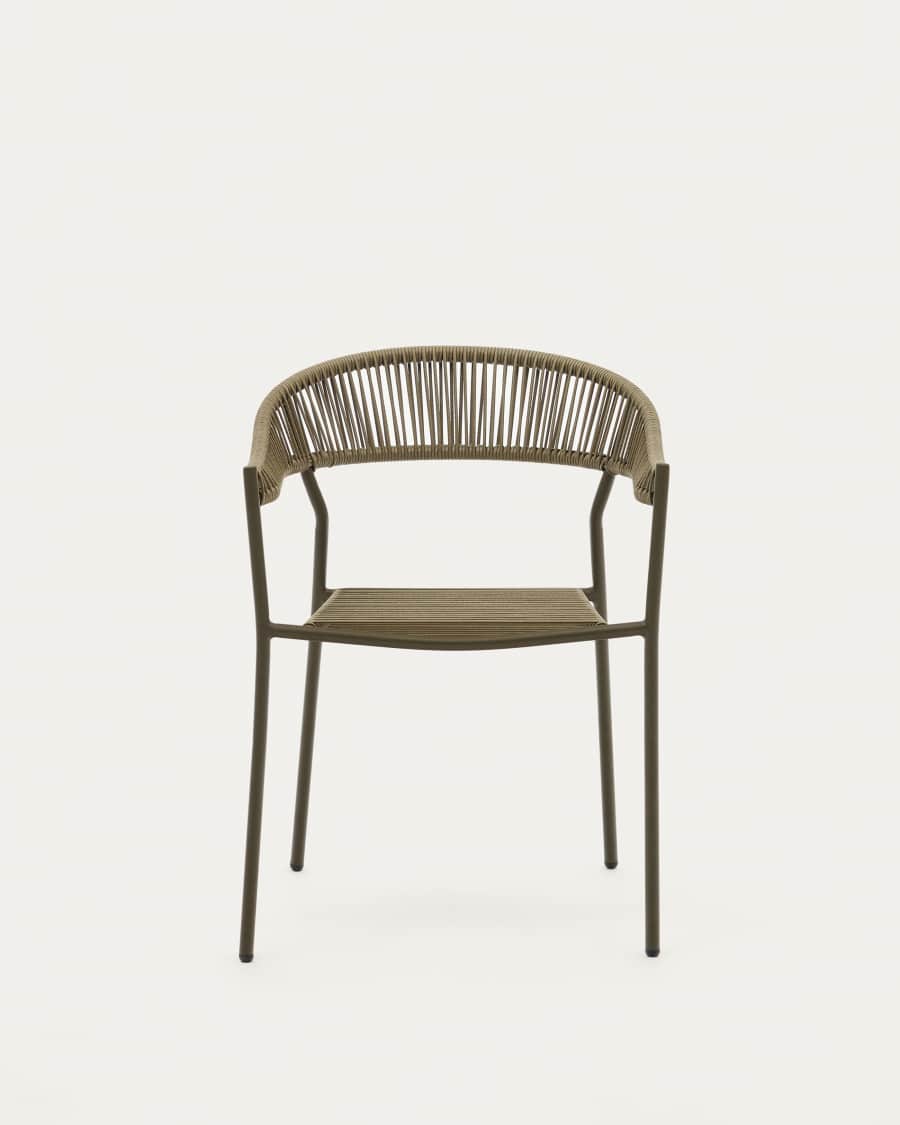 Sedia da esterno Futadera in corda sintetica verde ed acciaio verniciato verde