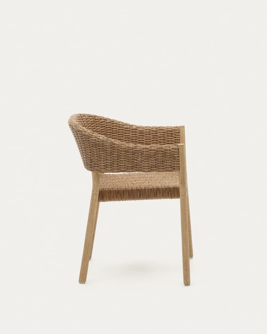 100% buitenstoel Pola massief eucalyptushout synthetisch rotan natuurlijke afwerking FSC