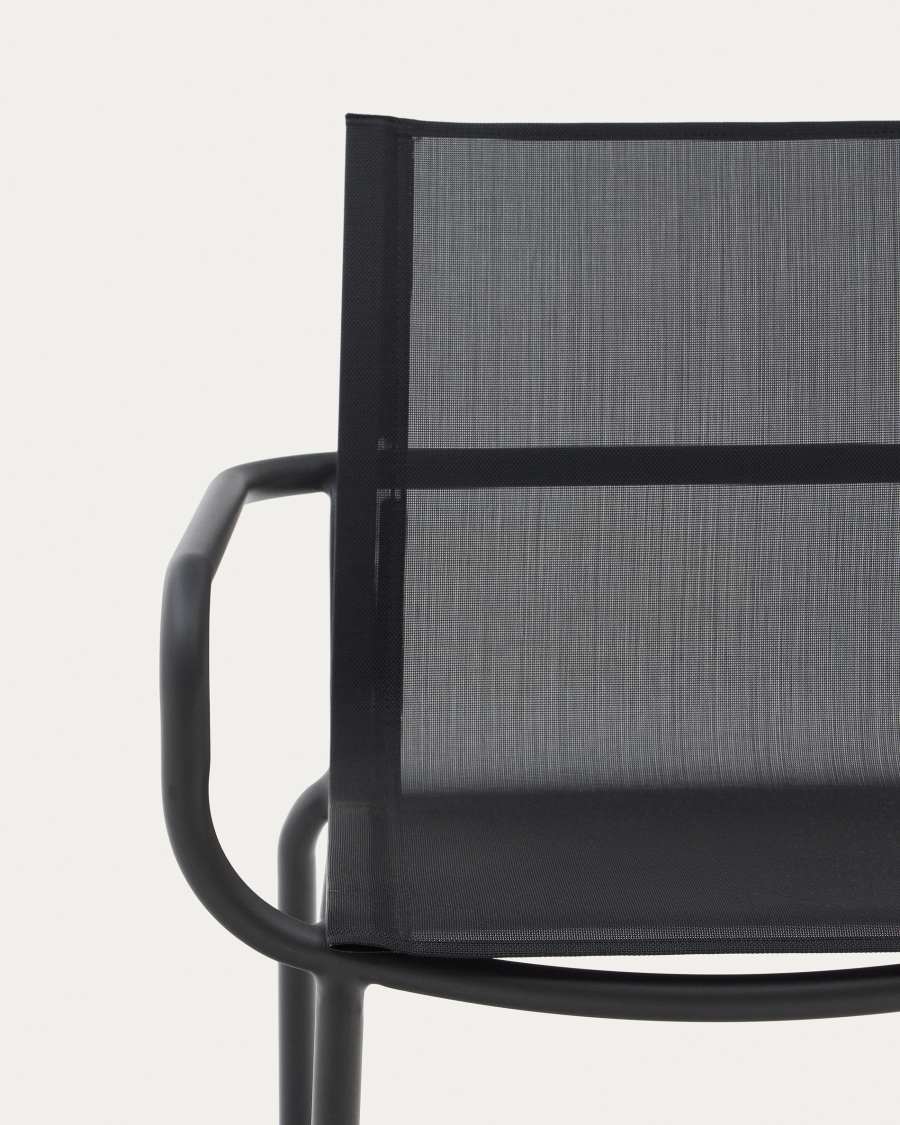 Galdana stackable outdoor chair made of aluminum with a dark grey painted finish