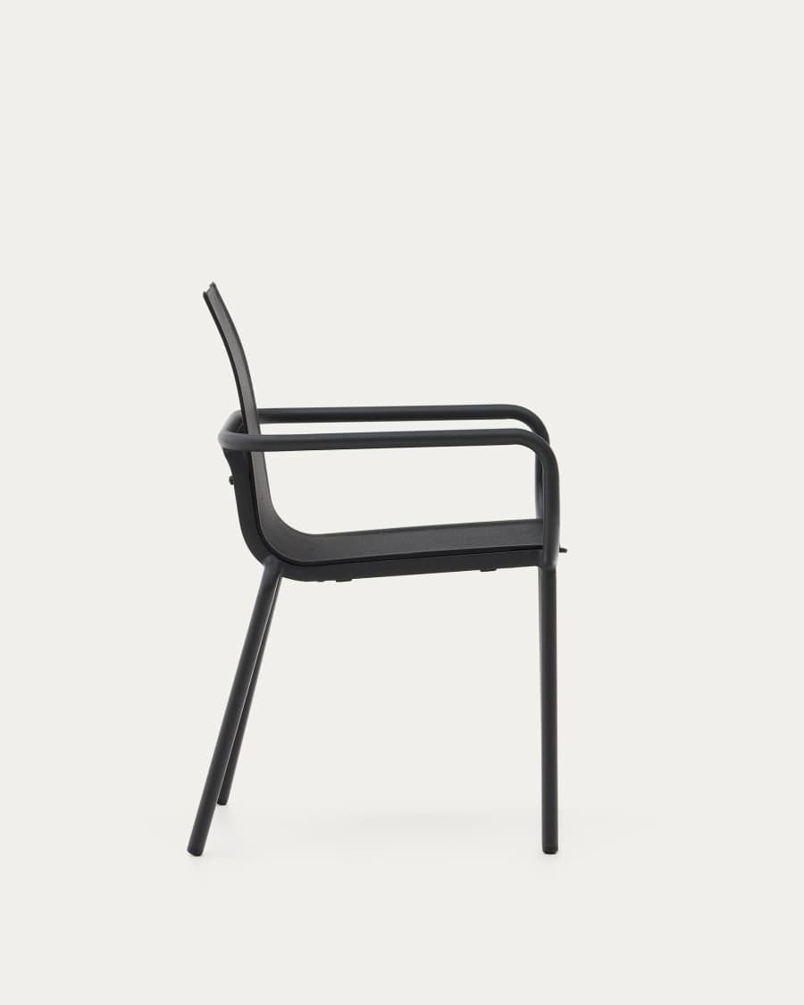 Galdana stackable outdoor chair made of aluminum with a dark grey painted finish