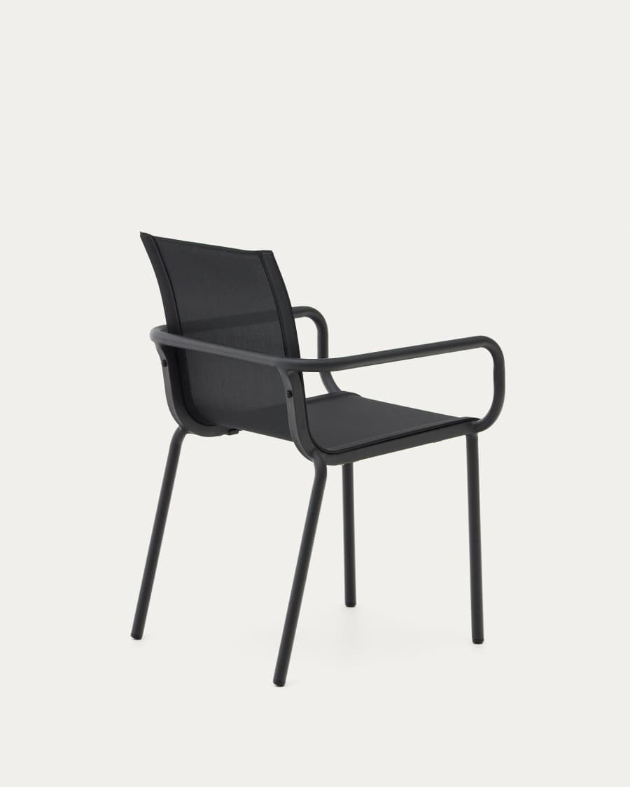 Galdana stackable outdoor chair made of aluminum with a dark grey painted finish
