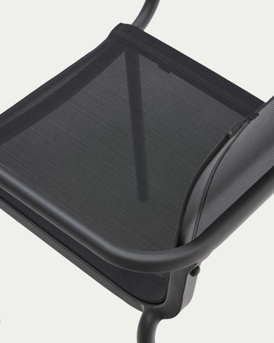 Galdana stackable outdoor chair made of aluminum with a dark grey painted finish