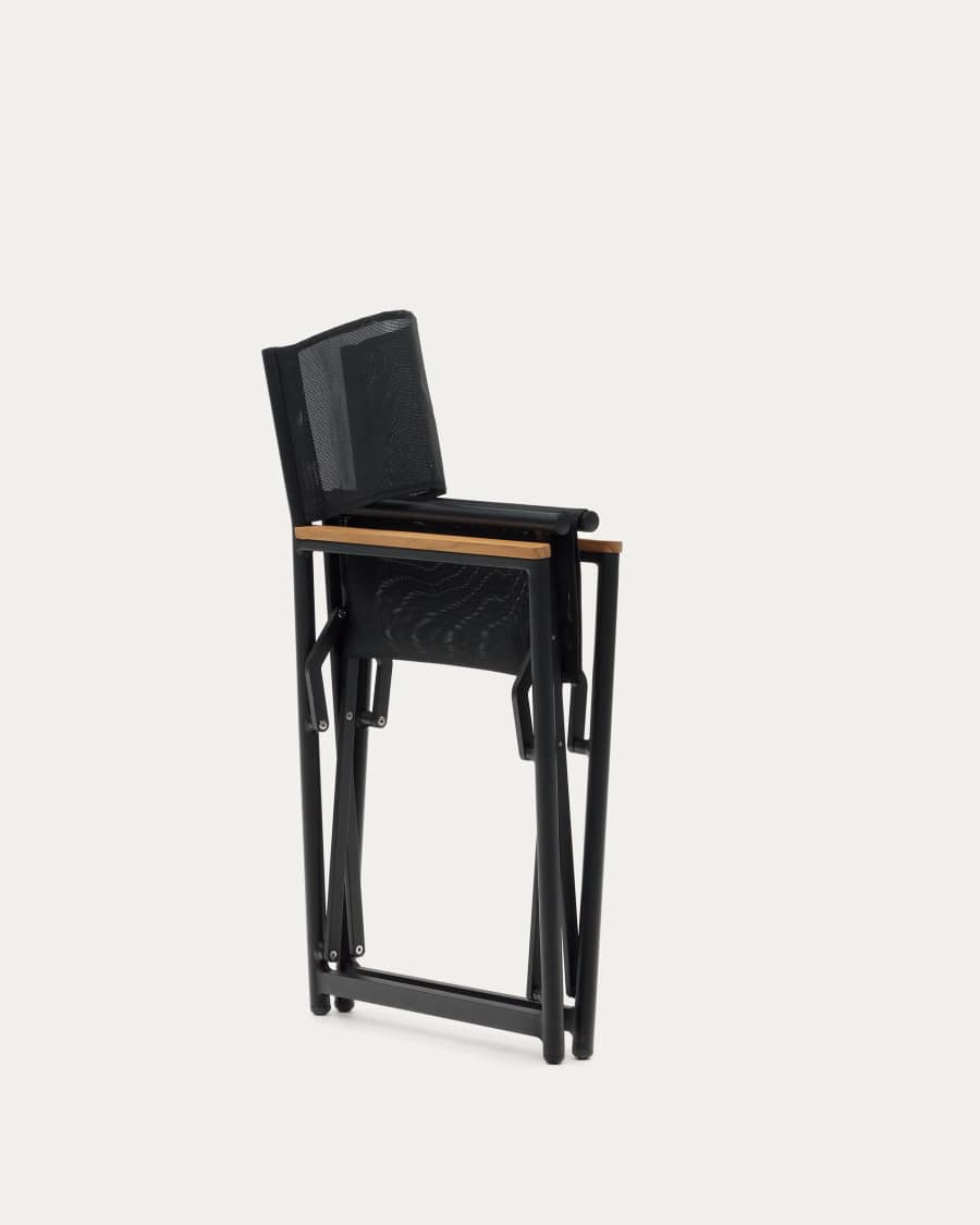 Πτυσσόμενη καρέκλα εξωτ. χώρου 100% Llado, μαύρο αλουμίνιο και μπράτσα σε μασίφ ξύλο τικ
