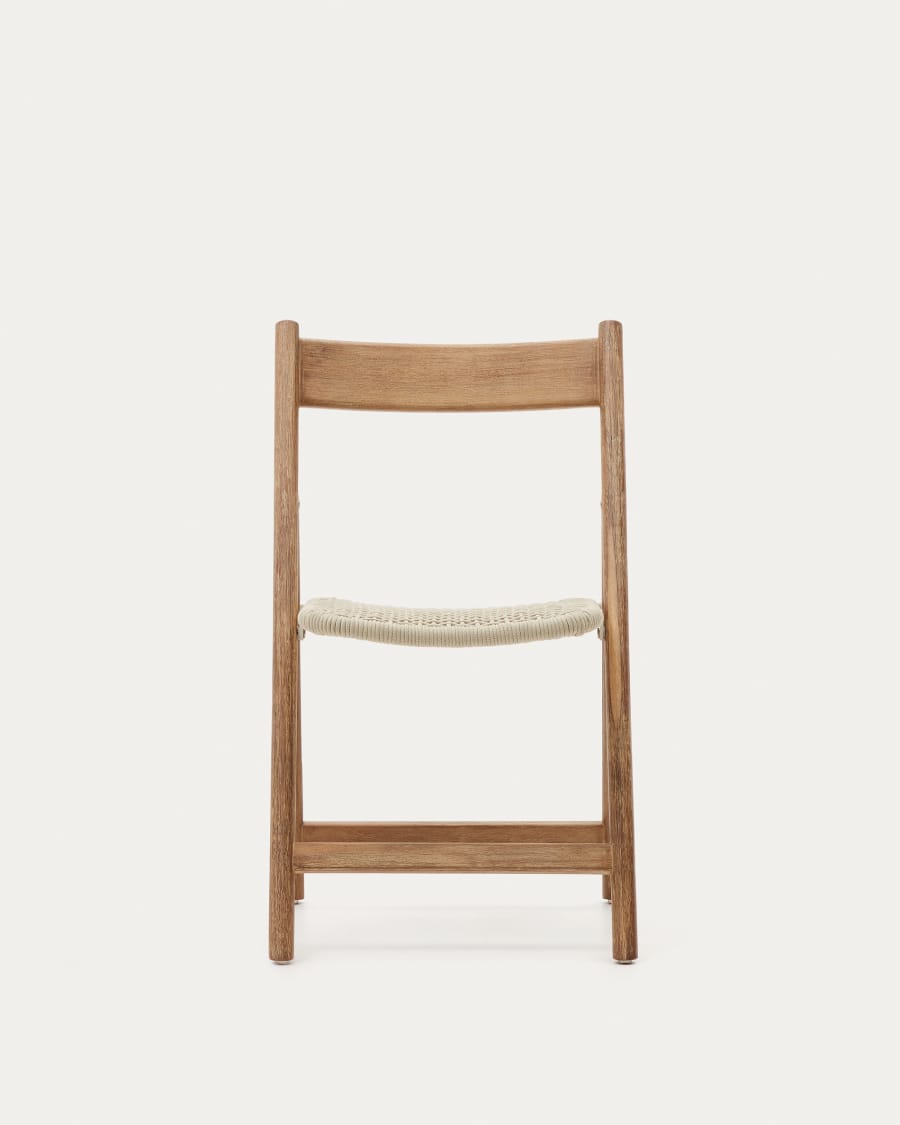 Dandara solid acacia wood folding chair, steel structure and white cord, FSC 100%