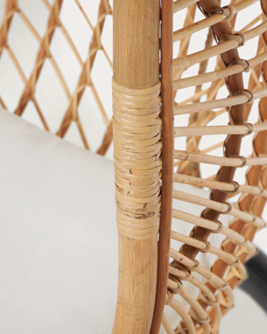 Ekaterina dark grey hanging armchair with foot in rattan