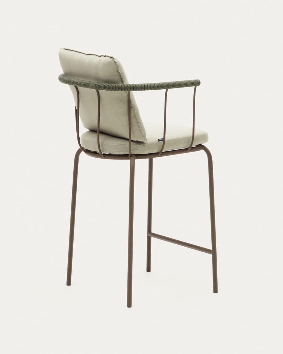 Salguer stackable stool in cord and steel with a brown painted finish, 66 cm