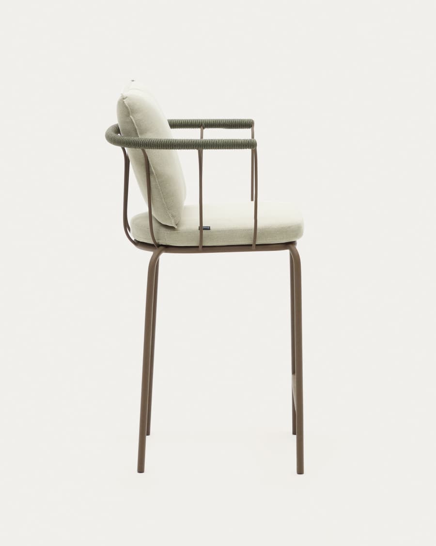 Salguer stackable stool in cord and steel with a brown painted finish, 66 cm