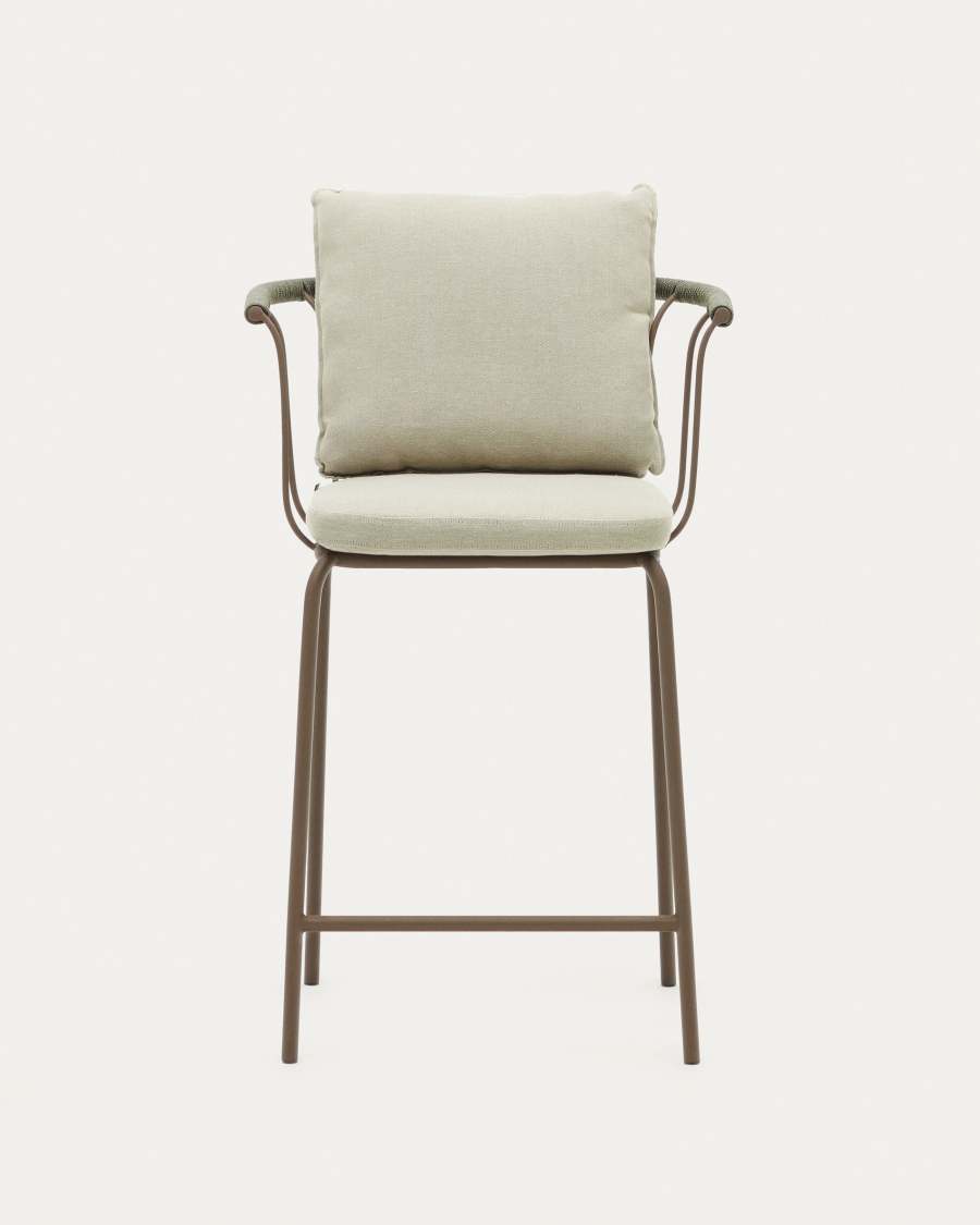 Salguer stackable stool in cord and steel with a brown painted finish, 66 cm