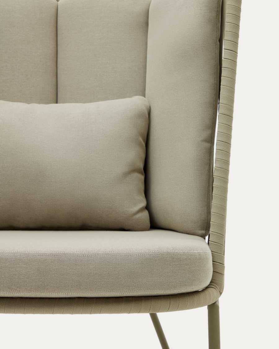 Saconca outdoor armchair with a high backrest made of cord and green galvanised steel