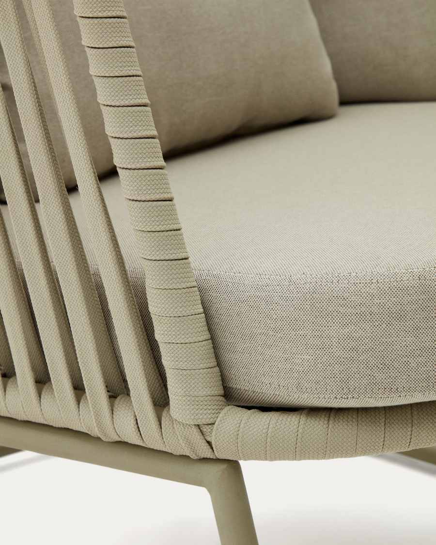 Saconca outdoor armchair with a high backrest made of cord and green galvanised steel