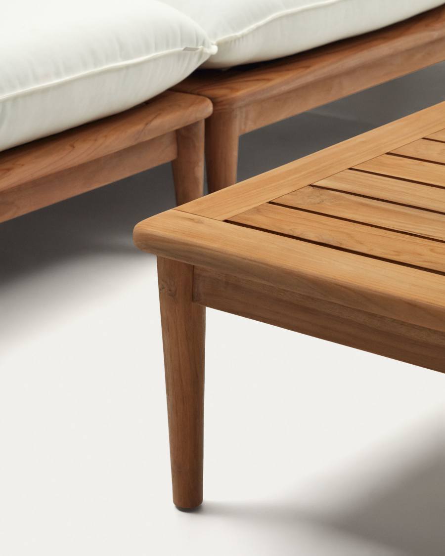 Portitxol set of 1 corner armchair, 4 modular armchairs and coffee table in solid teak