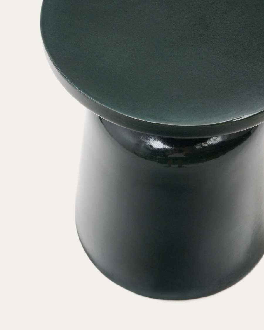 Mesa de apoio exterior Mesquida de cerâmica com acabamento verde esmaltado Ø 39 cm