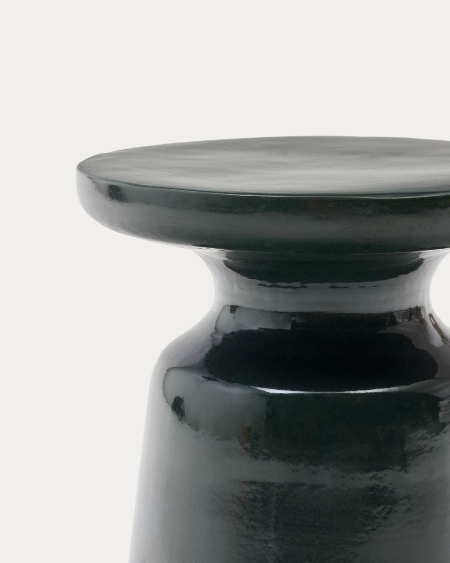 Mesa de apoio exterior Mesquida de cerâmica com acabamento verde esmaltado Ø 39 cm