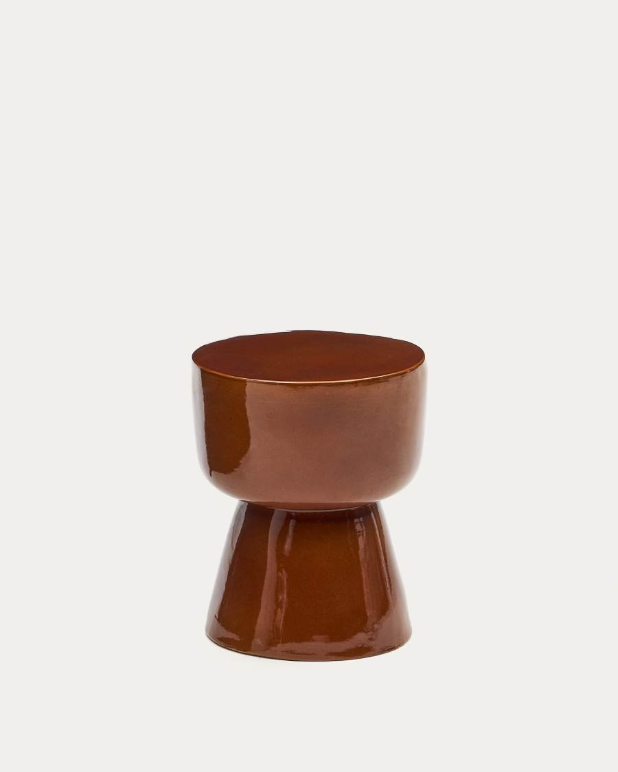 Mesquida outdoor side table in ceramic with glazed terracotta finish Ø 36cm