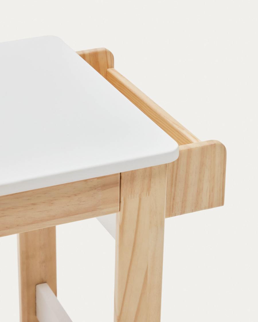 Serwa desk in white MDF and solid pine legs and details