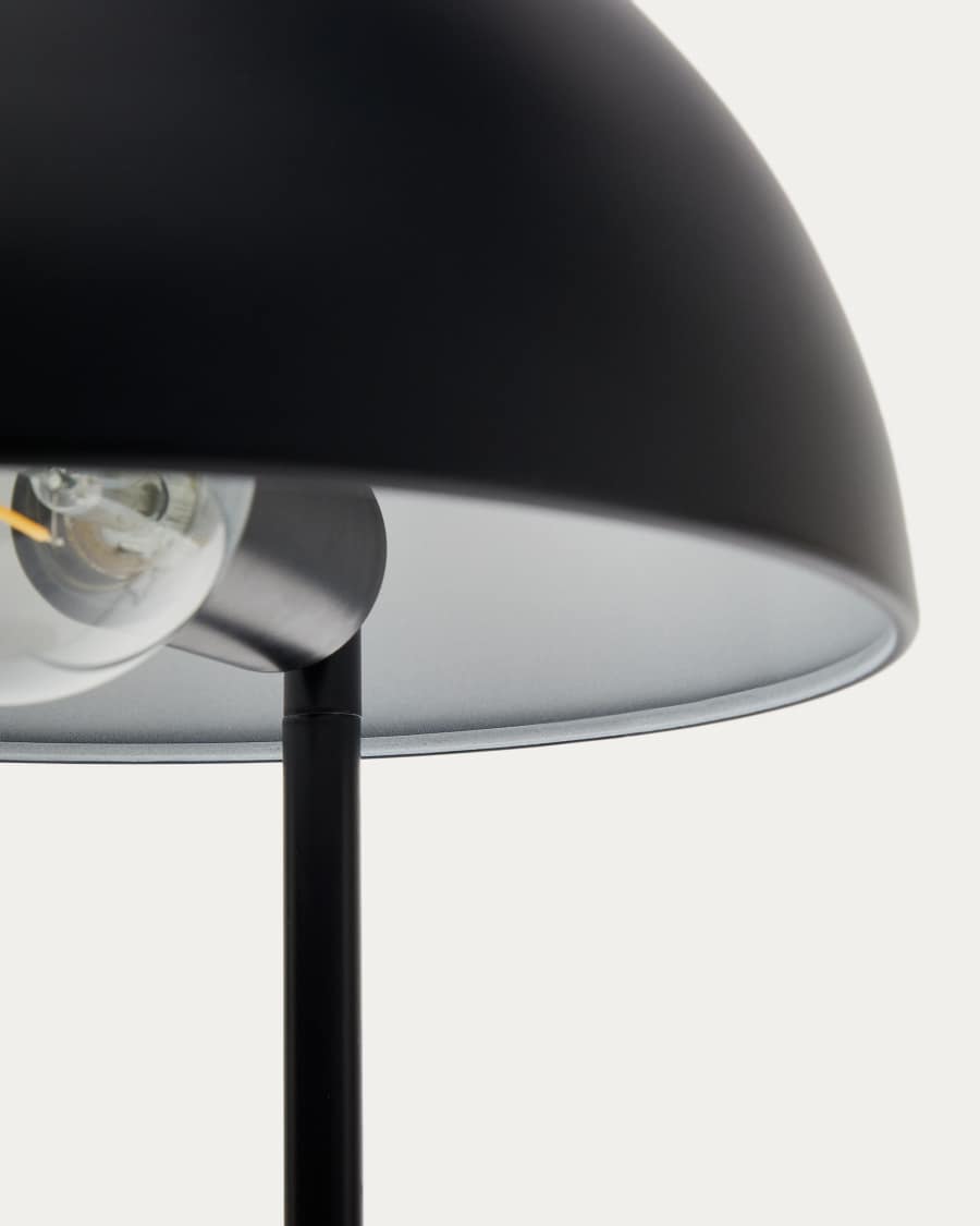 Catlar ash wood and metal table lamp in a black painted finish with a UK adapter