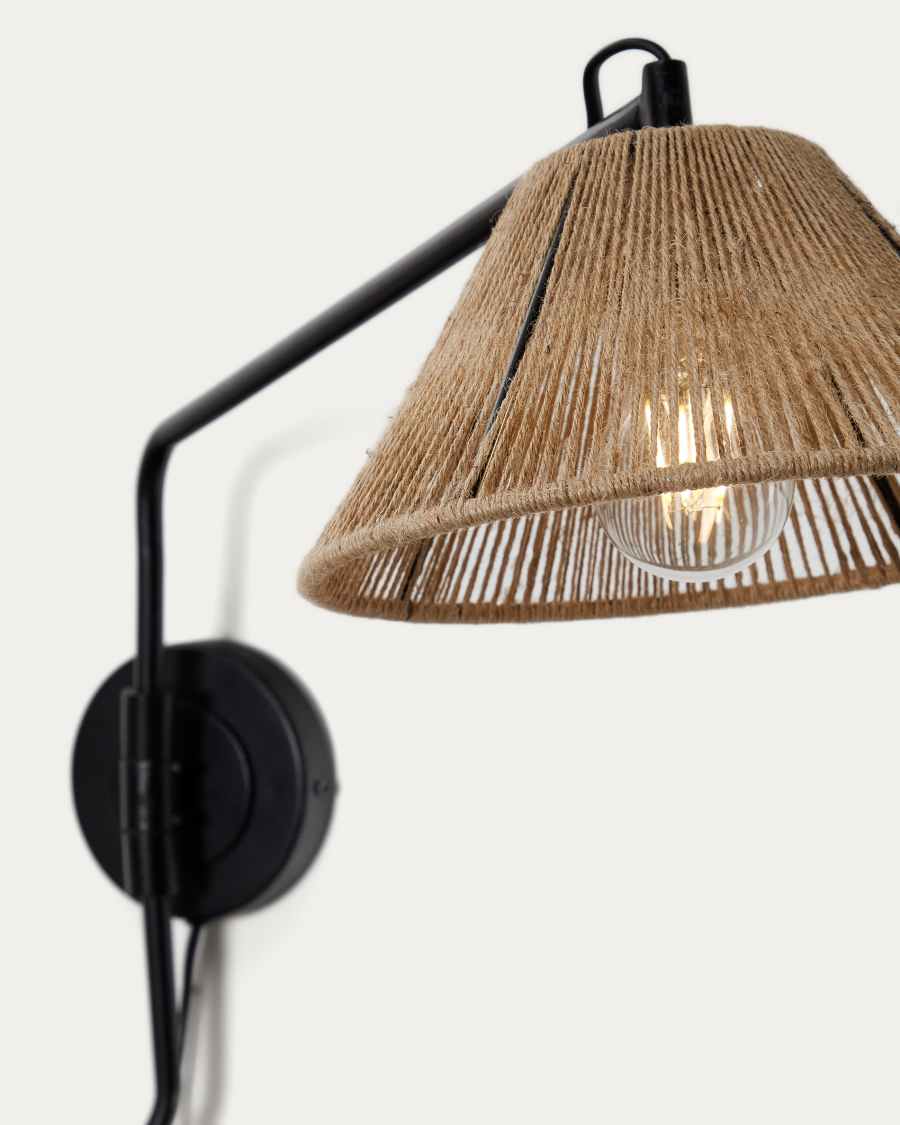 Επιτοίχιο φωτιστικό Pontos, γιούτα σε φυσικό φινίρισμα