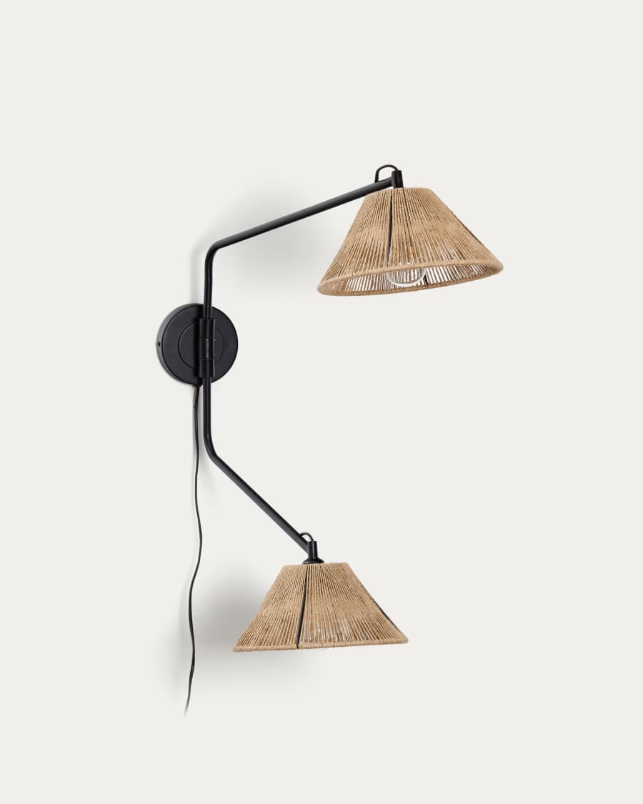 Επιτοίχιο φωτιστικό Pontos, γιούτα σε φυσικό φινίρισμα