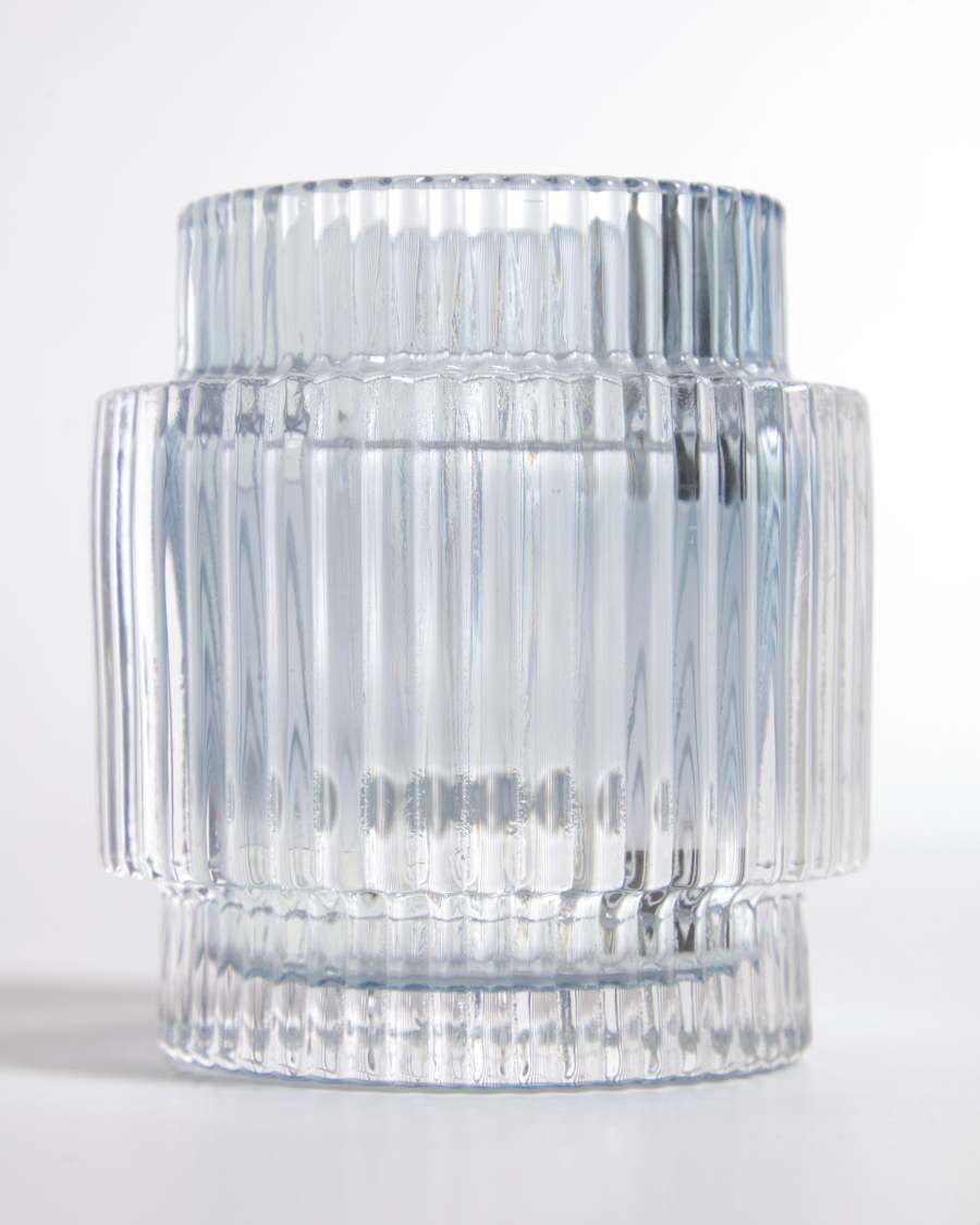 Candeliere Florentine grande in vetro trasparente e azzurro