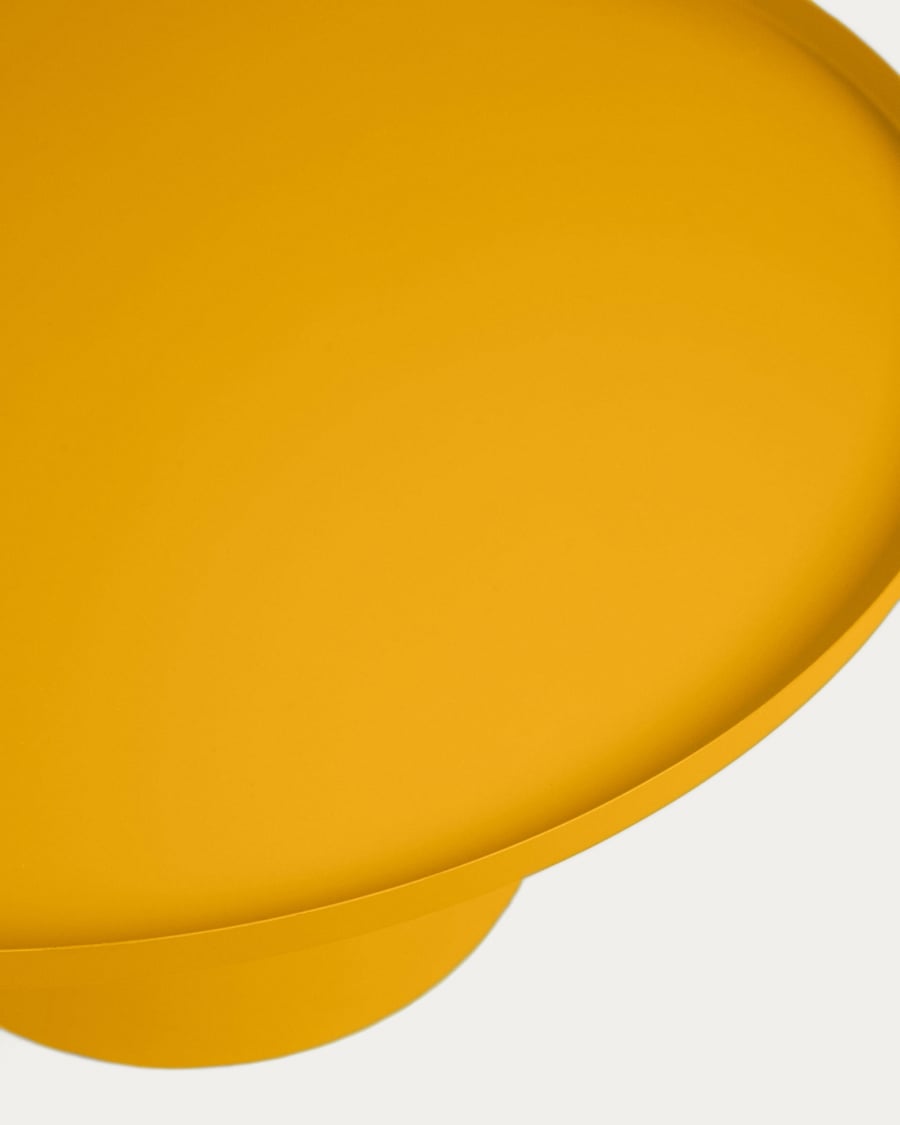 Fleksa round coffee table in mustard metal, Ø 72 cm
