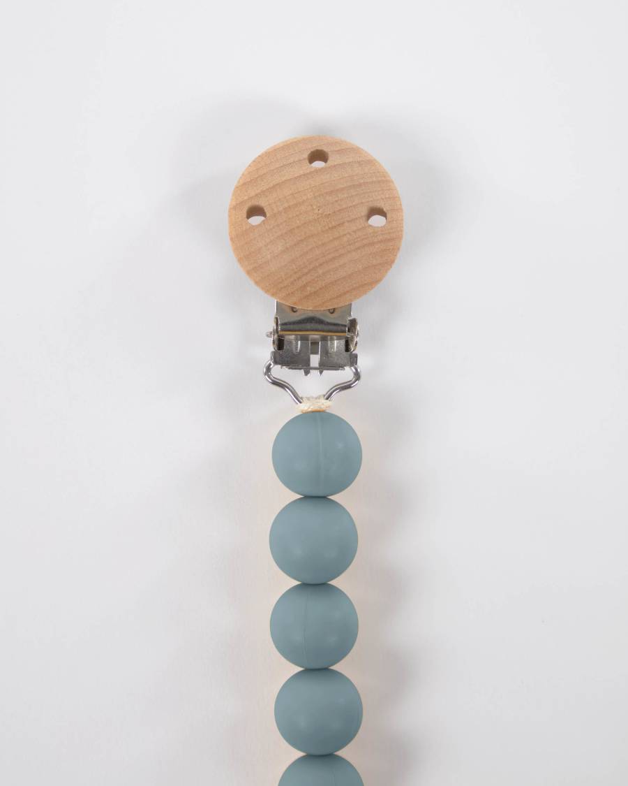 Epiphany dummy and teething ring set in blue silicone and wood