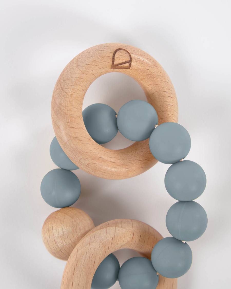 Epiphany dummy and teething ring set in blue silicone and wood