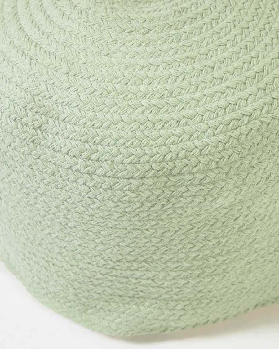 Daiana round cotton pouffe in green Ø 40 cm