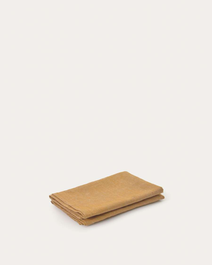 Abinadi set of two napkins in mustard cotton and linen