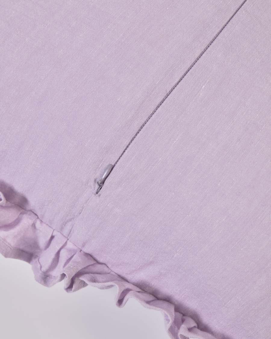 Nacha cotton and linen cushion cover in mauve, 45 x 45 cm