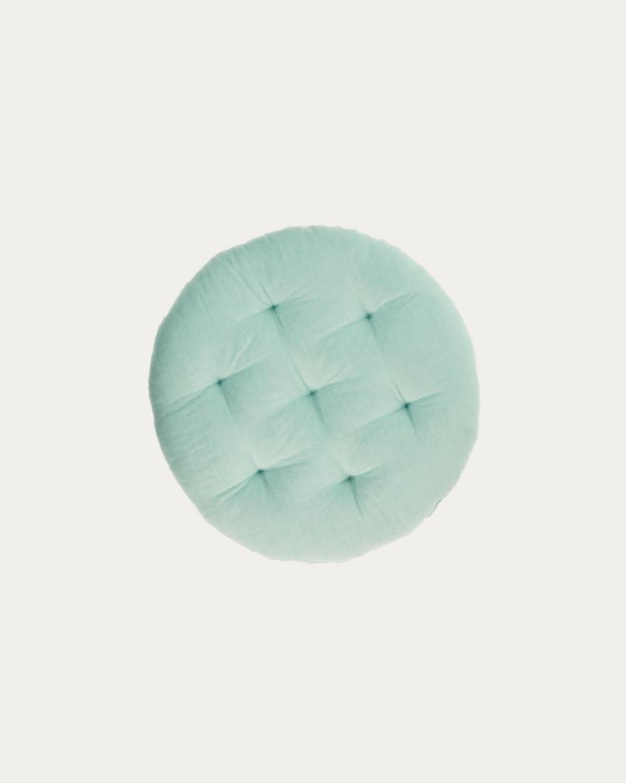 Coussin de sol Etelvina 100% coton bio GOTS turquoise Ø 35 cm