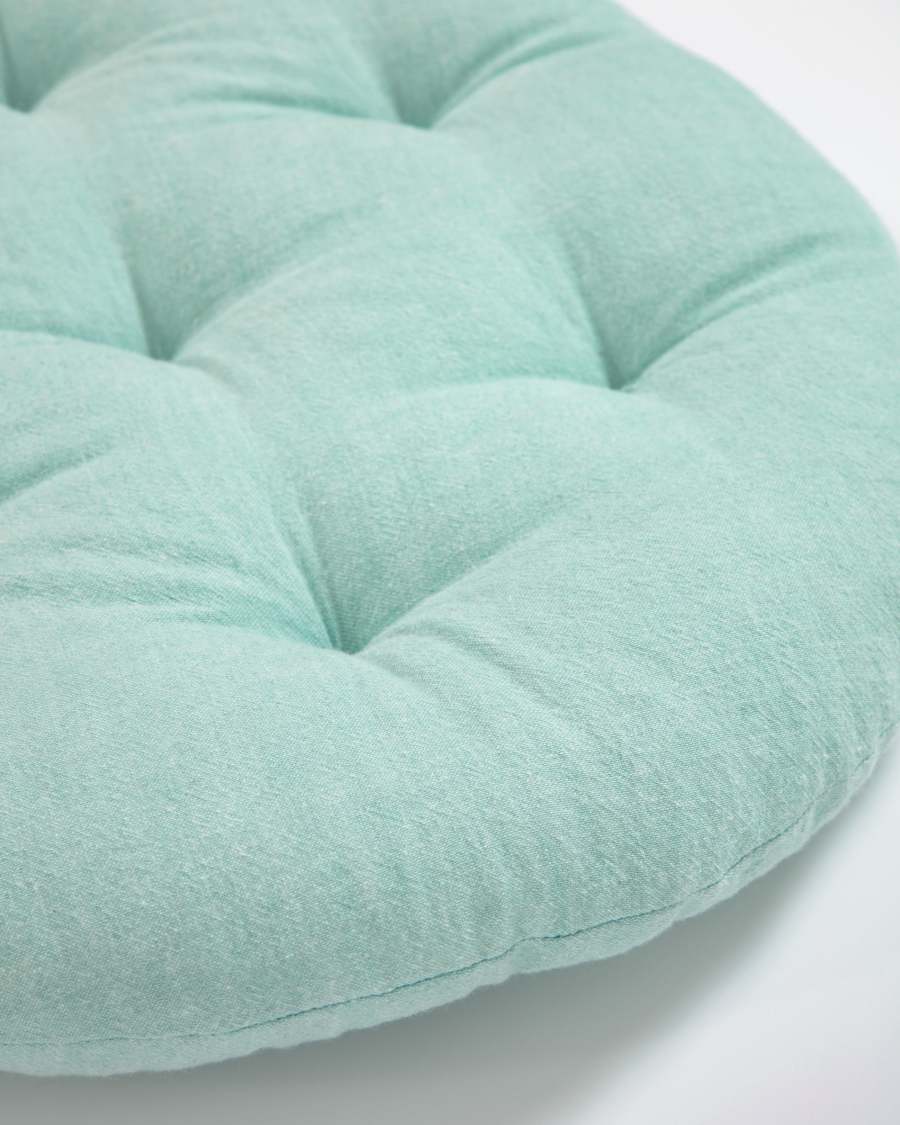 Coussin de sol Etelvina 100% coton bio GOTS turquoise Ø 35 cm