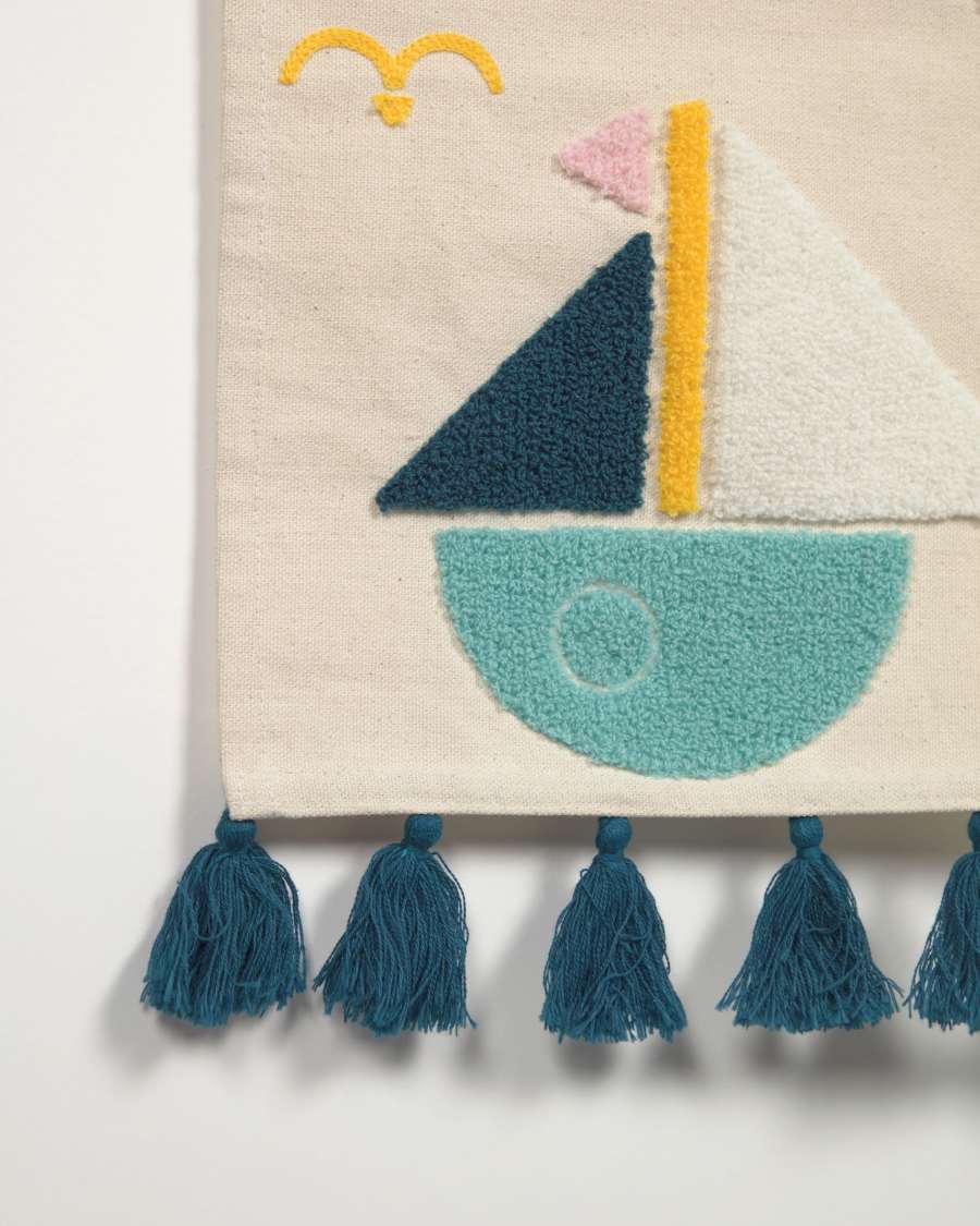 Ταπισερί Delmare με ιστιοφόρο, βαμβάκι, πολύχρωμο, 25 x 25 εκ