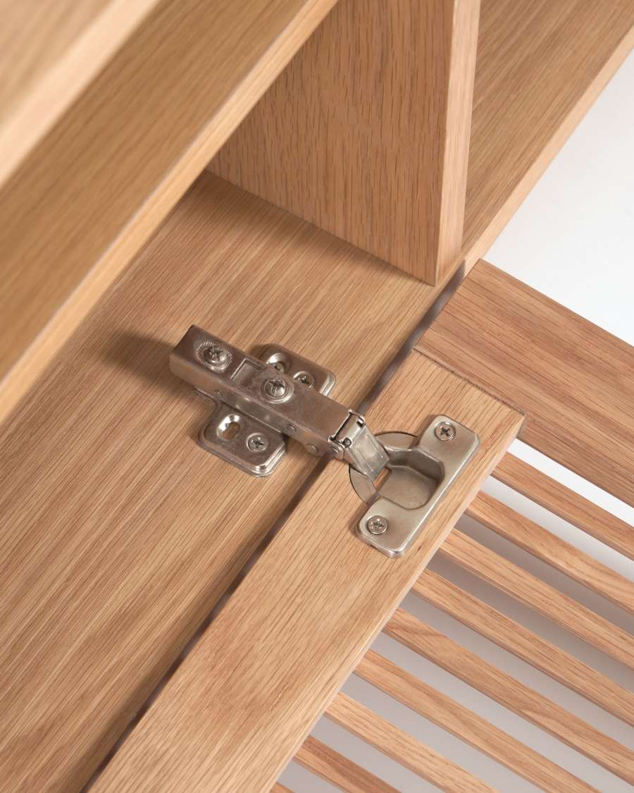 Beyla 2-door TV stand in solid ash wood and ash veneer 180 x 49.5 cm FSC 100%