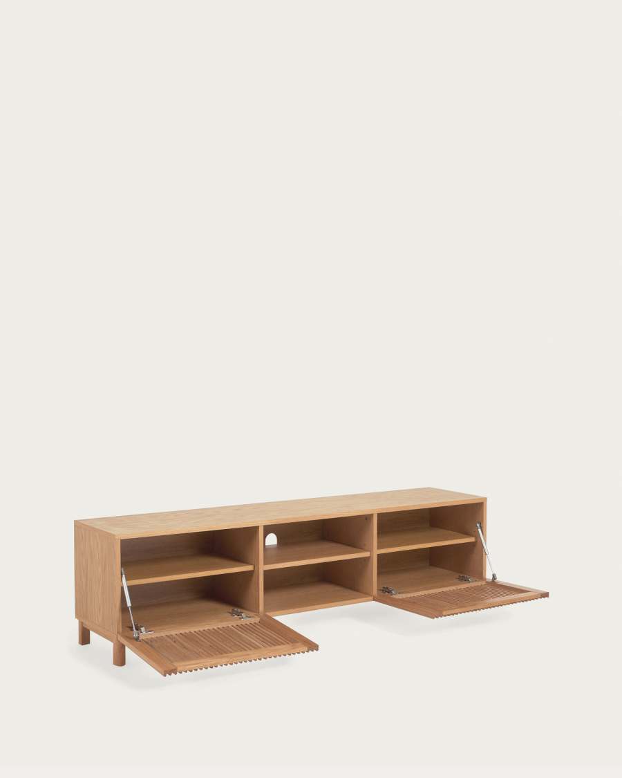 Beyla 2-door TV stand in solid ash wood and ash veneer 180 x 49.5 cm FSC 100%