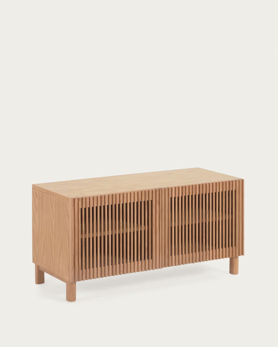 Beyla 2-door shoe rack in solid ash wood and ash veneer 98.5 cm FSC 100%